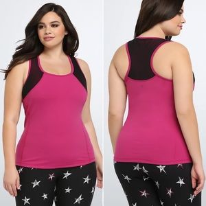 Torrid Pink Mesh Athletic Workout Top Built in Bra